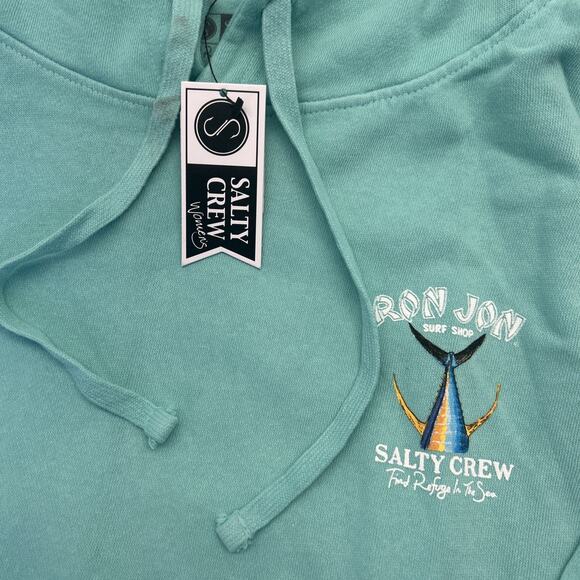 Salty Crew Ron Jon Collab Hoodie "Find Refuge In The Sea" Woman S Mint Surf Shop - Picture 4 of 10